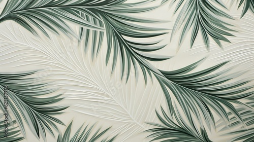  a close up of a wallpaper with green leaves on it.  generative ai
