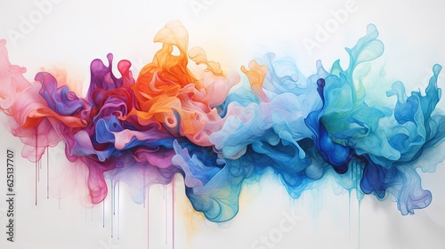  a painting of multicolored smoke on a white background. generative ai