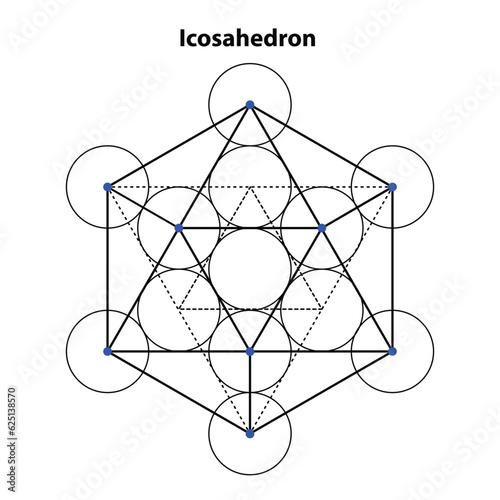 Icosahedron graph. Scared Geometry Vector Design Elements. This religion, philosophy, and spirituality symbols. the world of geometry with our intricate illustrations.