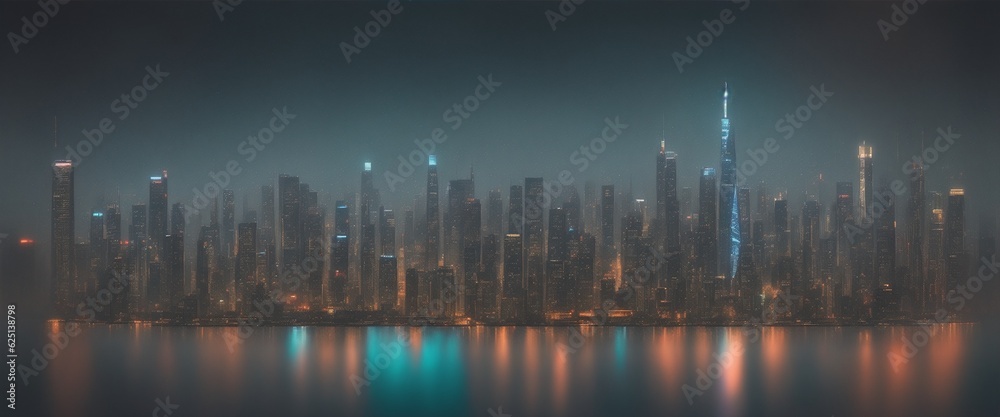 A cinematic shot of a cityscape. Created using generative AI tools.