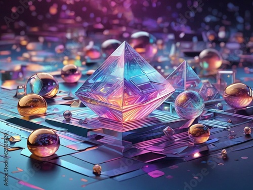 background with 3D crystalls photo