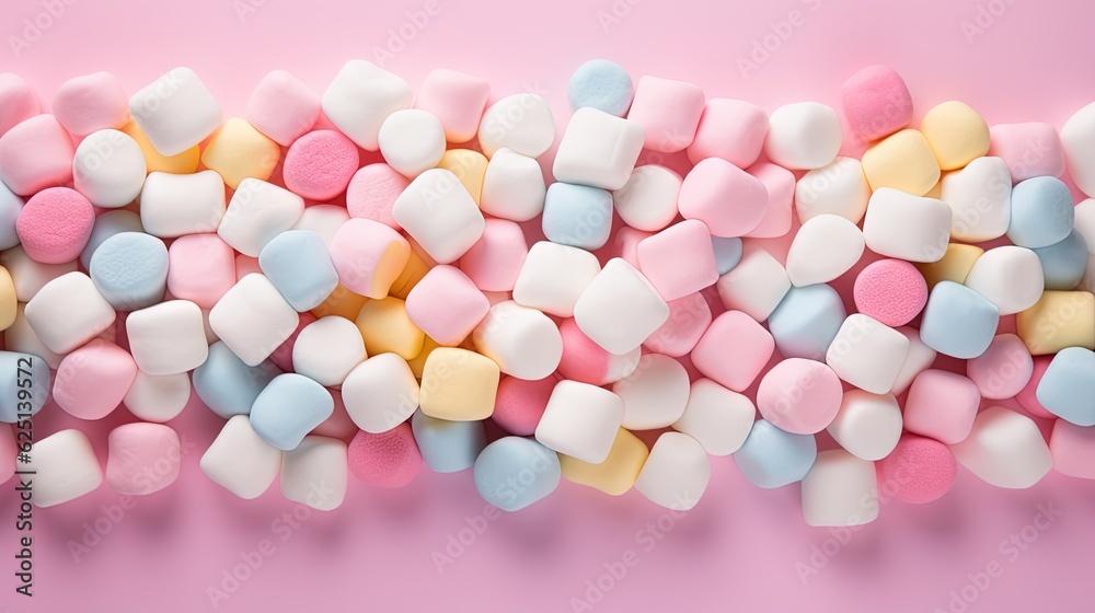 a pile of marshmallows on a pink background. generative ai a pile of marshmallows on a pink background. generative ai