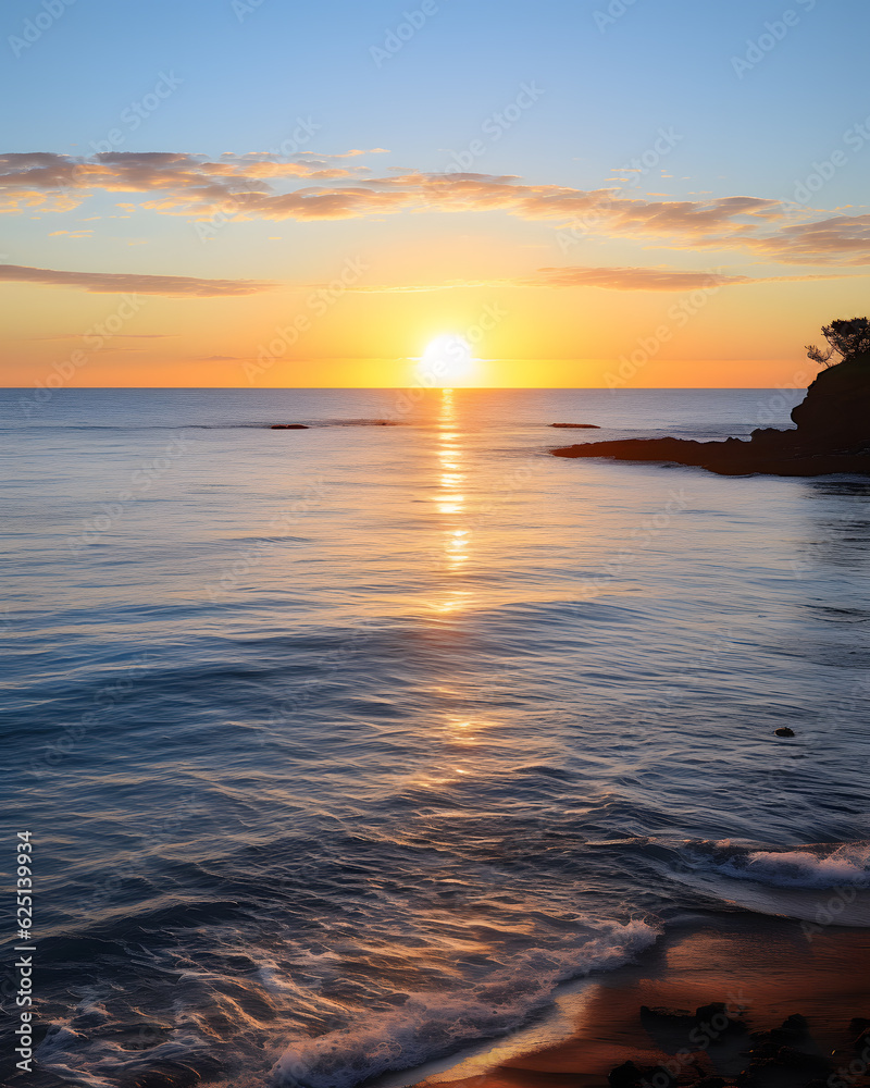 Obraz premium Sunlight, outdoor, summer, travel, sea, crashing waves on the shoreline beach. Tropical beach surf. Abstract aerial ocean view, sunset, blue, holiday, vacation