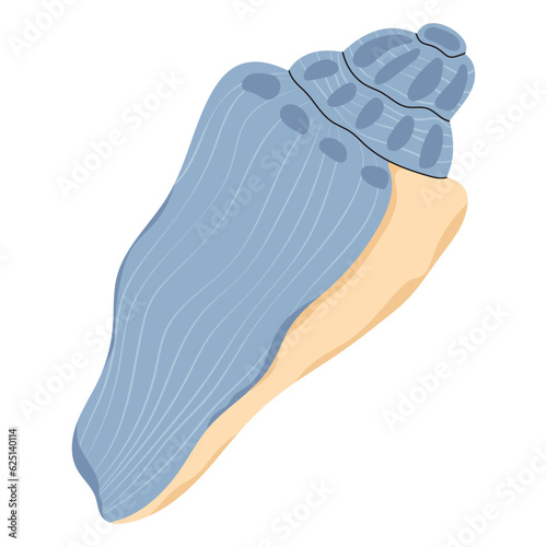 Snail seashell. Marine underwater swirled sea shell. Undersea mollusc. Spital twisted mollusk. Nautical under water conch. Twirled clam. Flat vector illustration isolated on white background