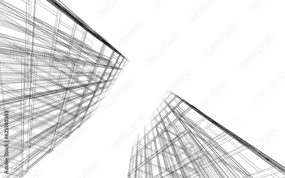 Modern architecture building 3d illustration Modern architecture building 3d illustration