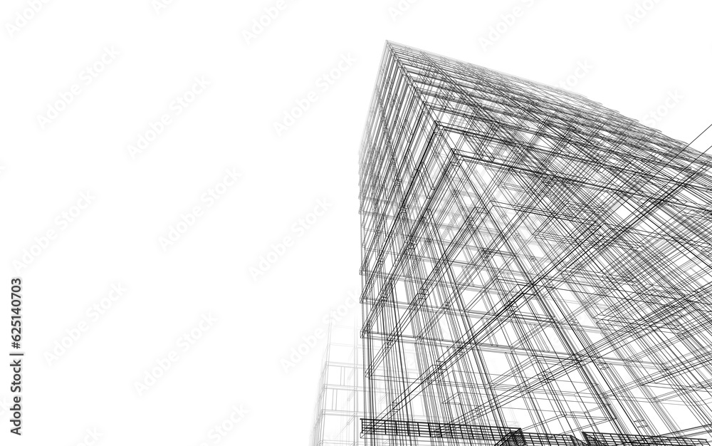 Obraz premium Modern architecture building 3d illustration