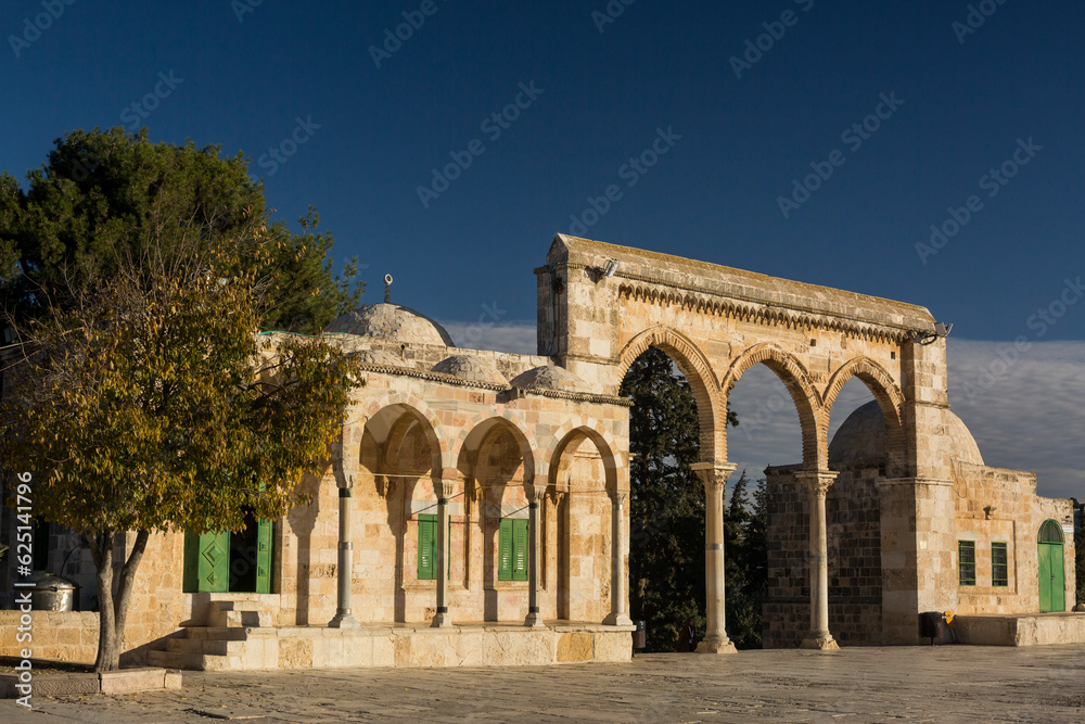 Southwest qanatir (arches) of the Haram al Sharif on the Temple Mount of the Old City of Jerusalem