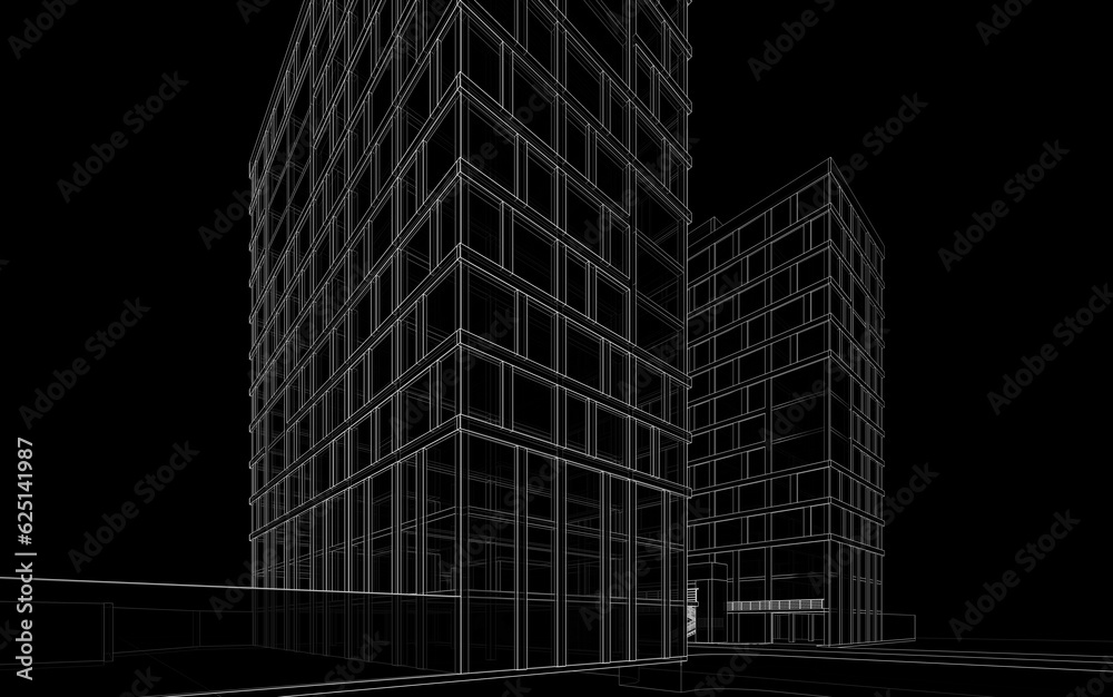 Fototapeta premium Modern architecture building 3d illustration