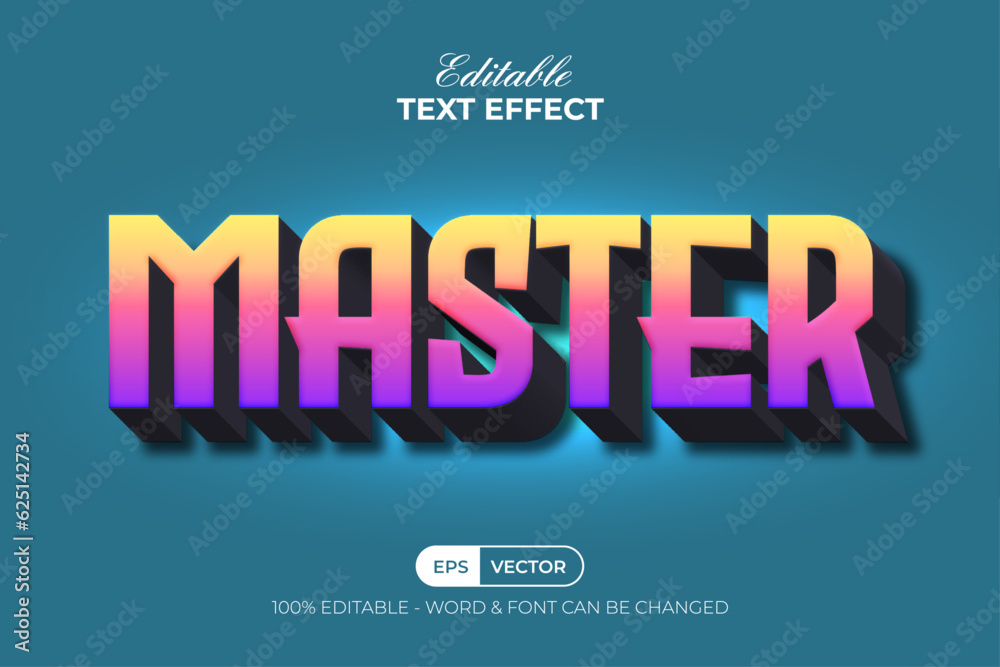 Master Text Effect 3D Colorful Style. Editable Text Effect.