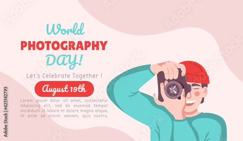 Banner for world photography day  vector illustration