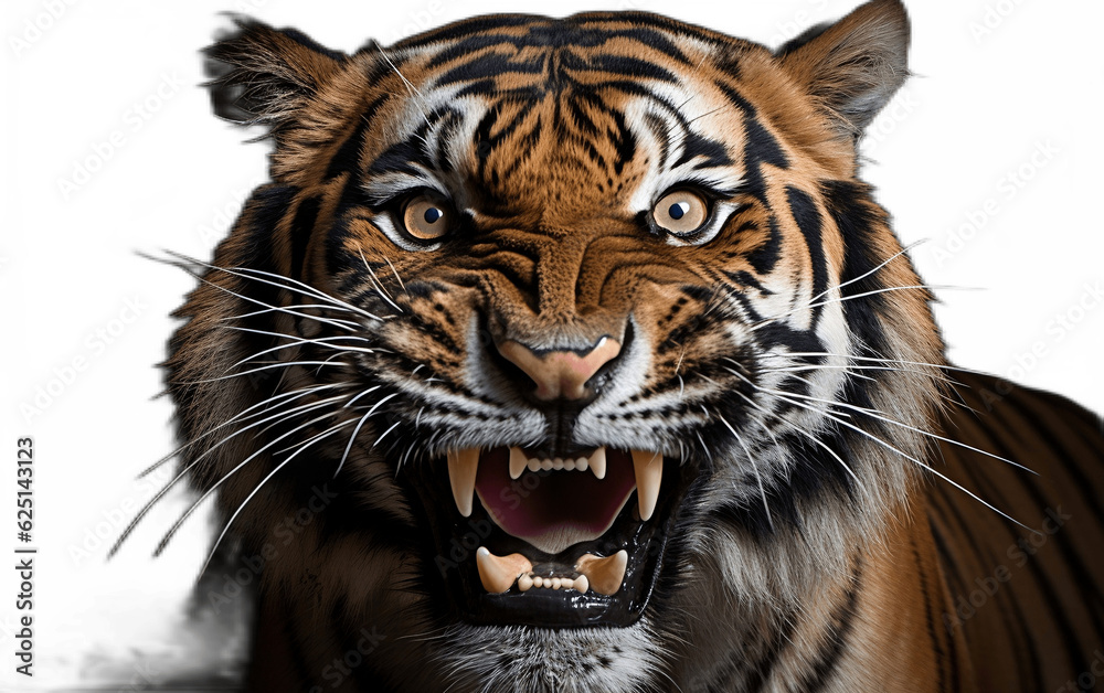 Tiger Portrait on Transparent Background. Generative AI