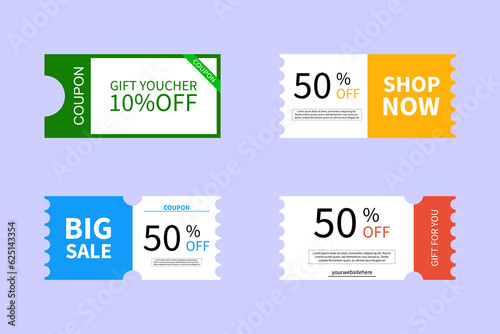 Discount coupon collection - vector sale discount certificate.