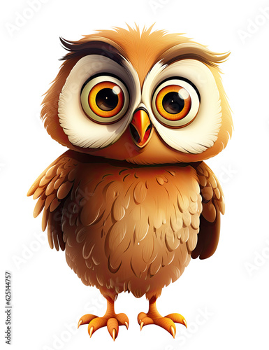 Cute owl character on transparent background. Png element.