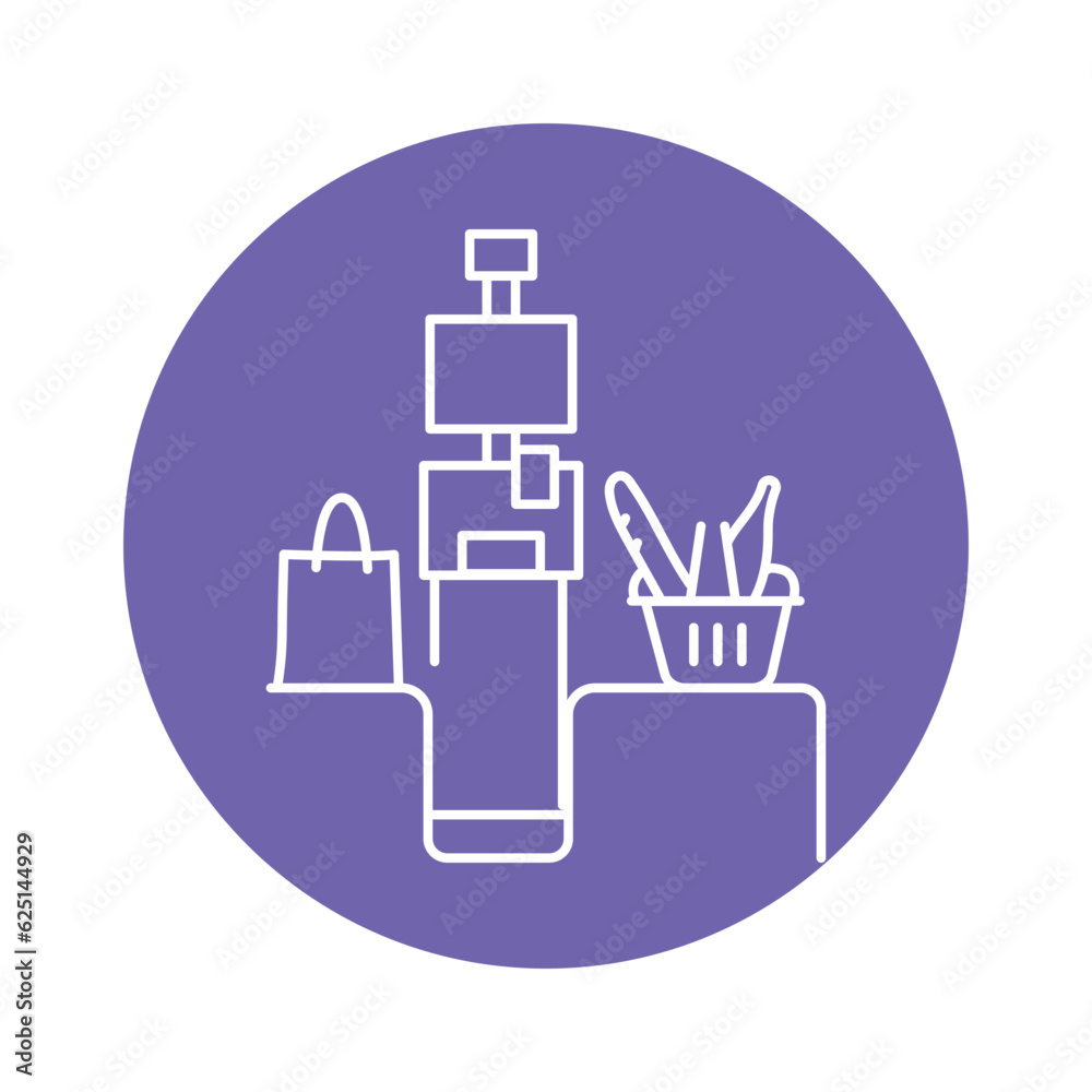 Self-service cashier or terminal black line icon. Pictogram for web page Self-service cashier or terminal black line icon. Pictogram for web page