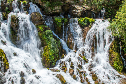 Tomara Waterfall National Nature Park in Siran district, 19 june 2023, Gumushane, Turkey ( Turkish Tomara Selalesi, Siran, Gumushane),  photo