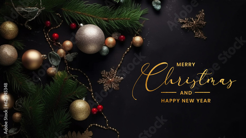christmas and new year background concept made with christmas decoration ornaments
