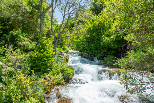 Tomara Waterfall National Nature Park in Siran district, 19 june 2023, Gumushane, Turkey ( Turkish Tomara Selalesi, Siran, Gumushane),  photo