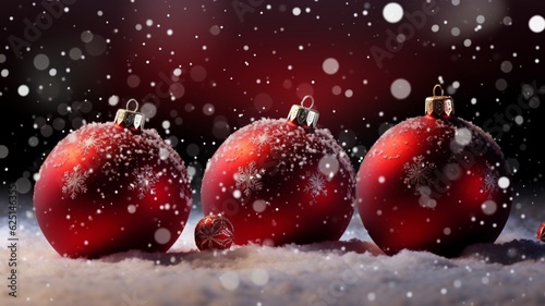 Cheerful Merry Christmas Background with Red Baubles