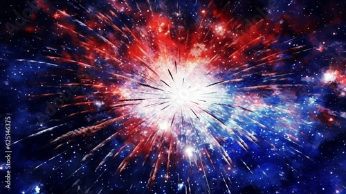 Red white and blue, USA 4th of july independence day abstract stars stripes fireworks display patriotic. Generative AI