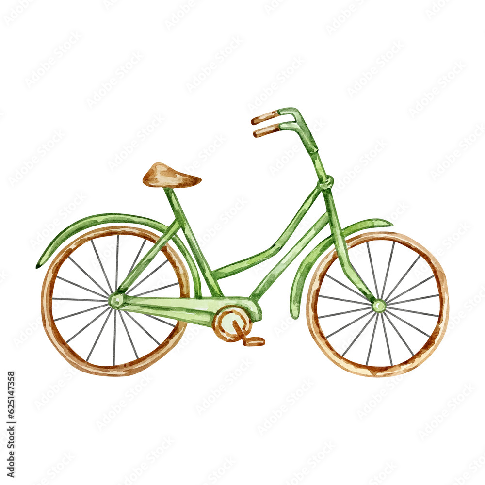 Watercolor green bike