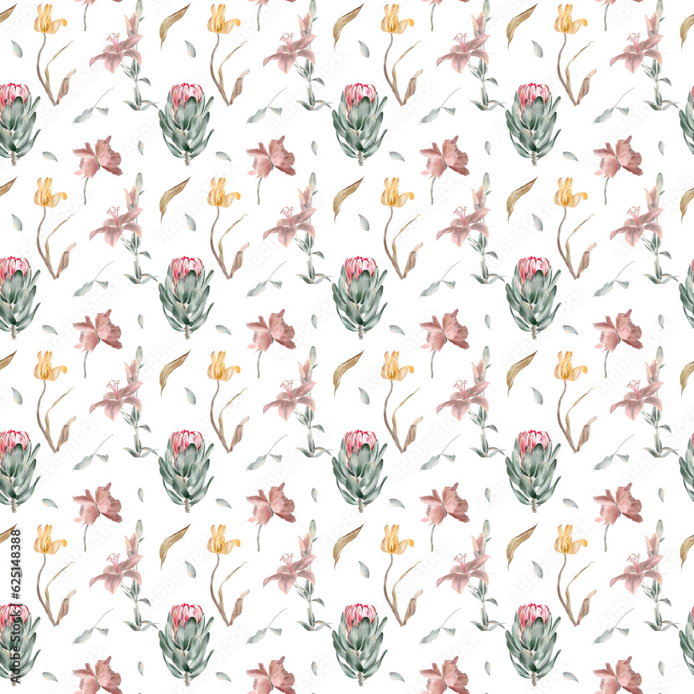 Seamless Floral Pattern Watercolor