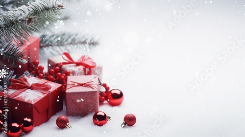 beautiful composition with Christmas ornaments on a white background