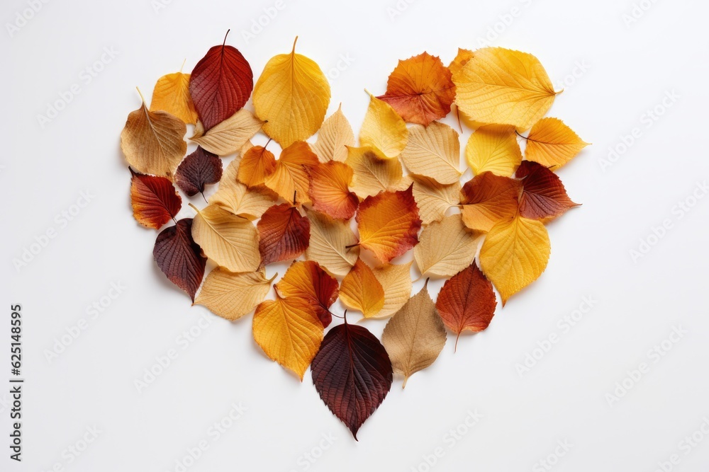 Beauty of autumn with a fall foliage background. Heart shape. Generative AI