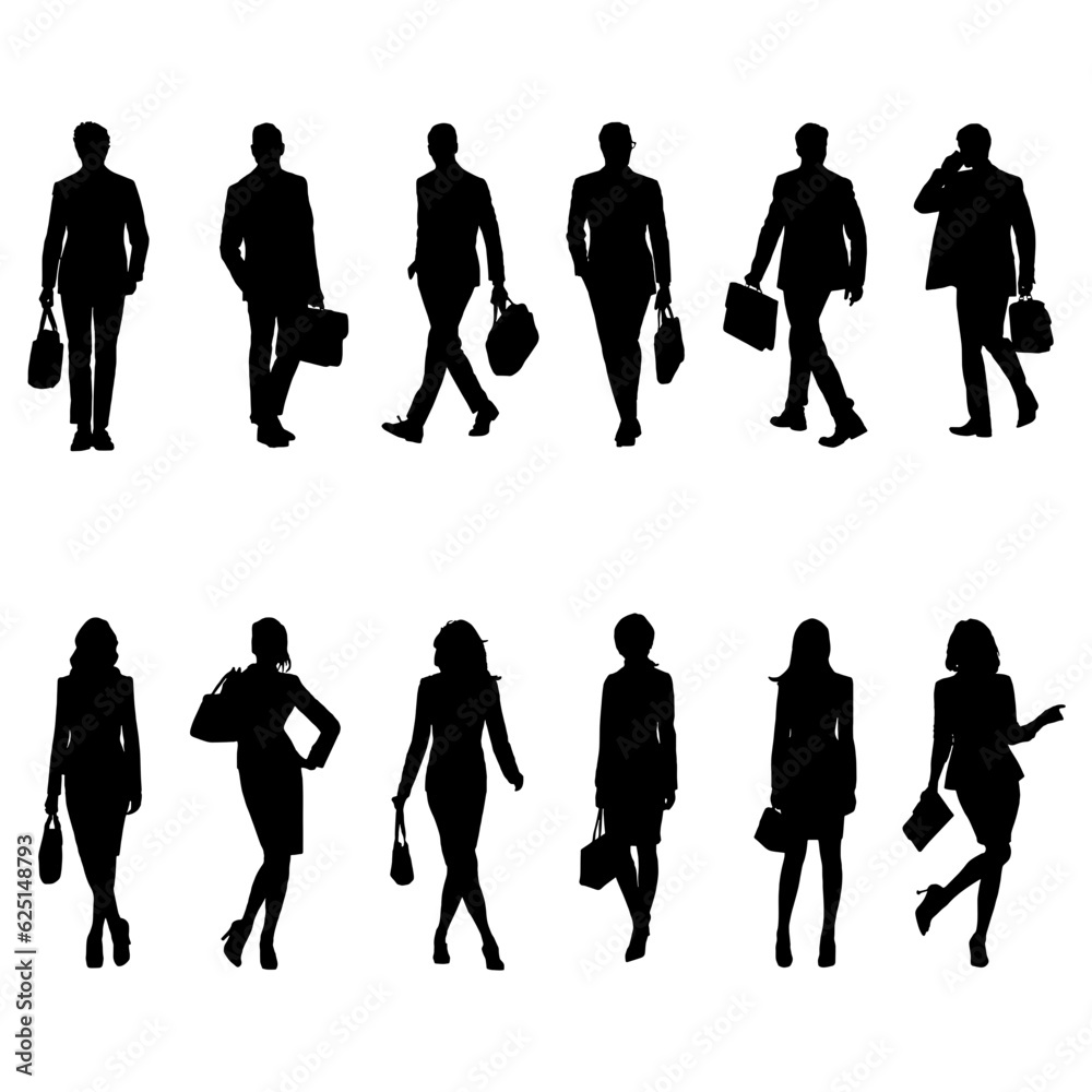 silhouettes set of business man and woman illustration vector
