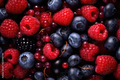 Different berry fruits background. Tasty summer mix. Generative AI