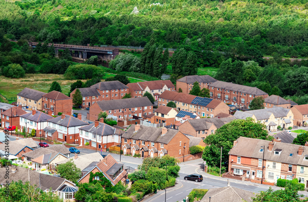 Obraz premium Usual English town in Yorkshire on summer sunny day