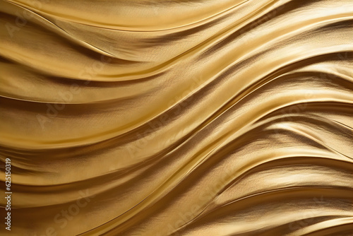 Light brown orange gold yellow silk satin. Color gradient. Golden luxury elegant abstract background. Shiny, shimmer. Curtain. Drapery. Fabric, cloth texture. Web banner. Generative Art AI