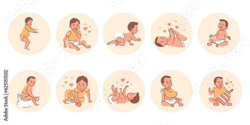 Early childhood color illustrations set.