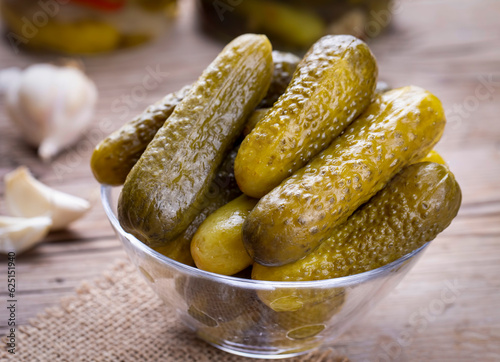 Plate of gherkins, pickled ...