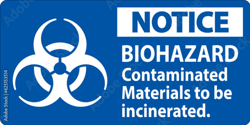 Biohazard Notice Label Biohazard Contaminated Materials To Be Incinerated