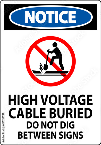 Notice Sign High Voltage Cable Buried. Do Not Dig Between Sign