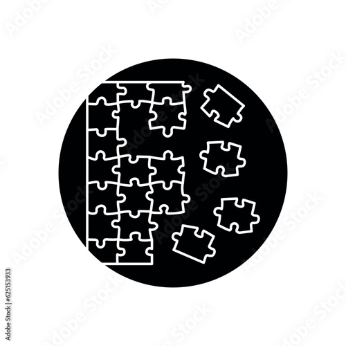 Jigsaw puzzle black line icon.