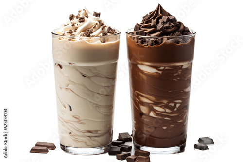 Isolated Chocolate Milkshake on Transparent Background. Generative AI