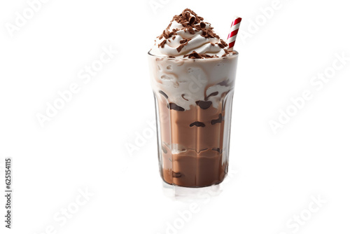 Isolated Chocolate Milkshake on Transparent Background. Generative AI