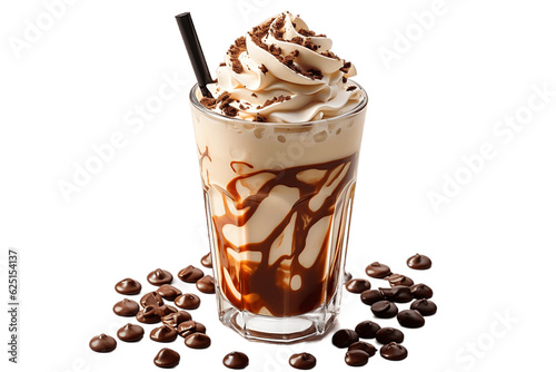 Isolated Chocolate Milkshake on Transparent Background. Generative AI