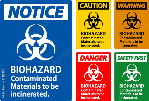 Biohazard Warning Label Biohazard Contaminated Materials To Be Incinerated