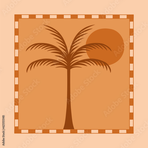 Vector logo and print design templates, summer palms, tropical hand drawn illustrations, tropical surfing concept, vacation and travel, palm trees and hippie boho elements