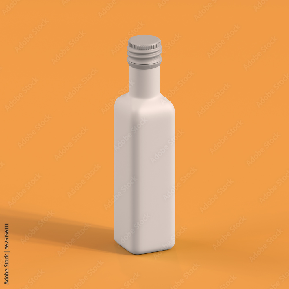 Monochrome Bottle on Orange Background, 3d Rendering Monochrome Bottle on Orange Background, 3d Rendering