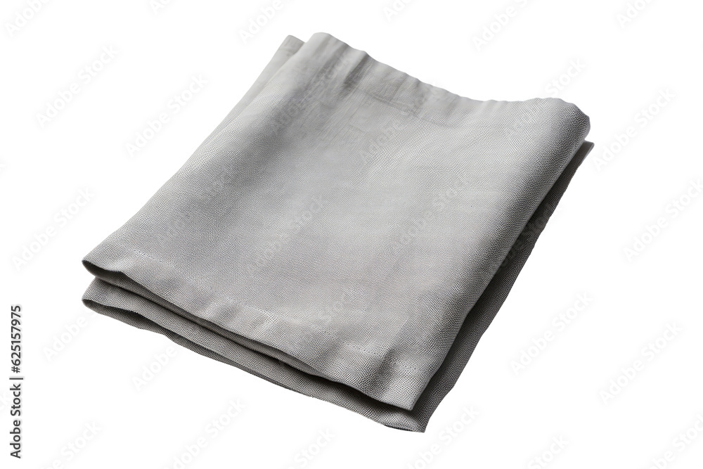 Grey Cotton Napkin On Isolated Transparent Background, Png. Generative AI Grey Cotton Napkin On Isolated Transparent Background, Png. Generative AI