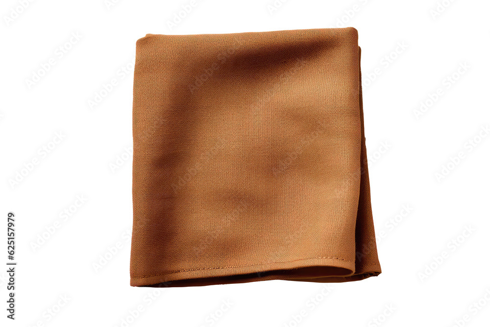 Brown Cotton Napkin On Isolated Transparent Background, Png. Generative AI Brown Cotton Napkin On Isolated Transparent Background, Png. Generative AI