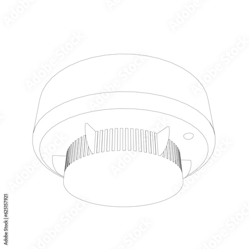 Smoke detector contour. Vector fire smoke carbon monoxide detector alarm, office with sound signal on white isolated background. The style of the drawing is flat. Detector, sensor, detection device