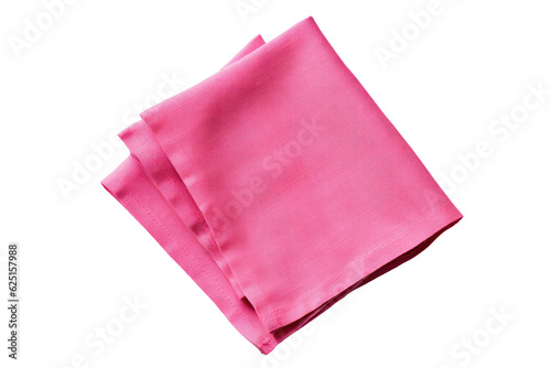 Pink Cotton Napkin On Isolated Transparent Background, Png. Generative AI photo