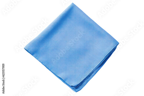 Blue Cotton Napkin On Isolated Transparent Background, Png. Generative AI