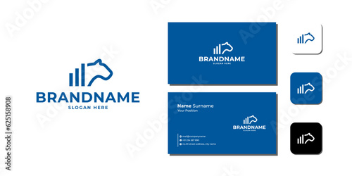 Panther Chart Bar Logo Template Bundle With Business Card And Icon vector