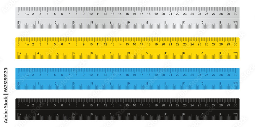 Vector illustration of a set of measuring rulers. Vector illustration of a set of measuring rulers.