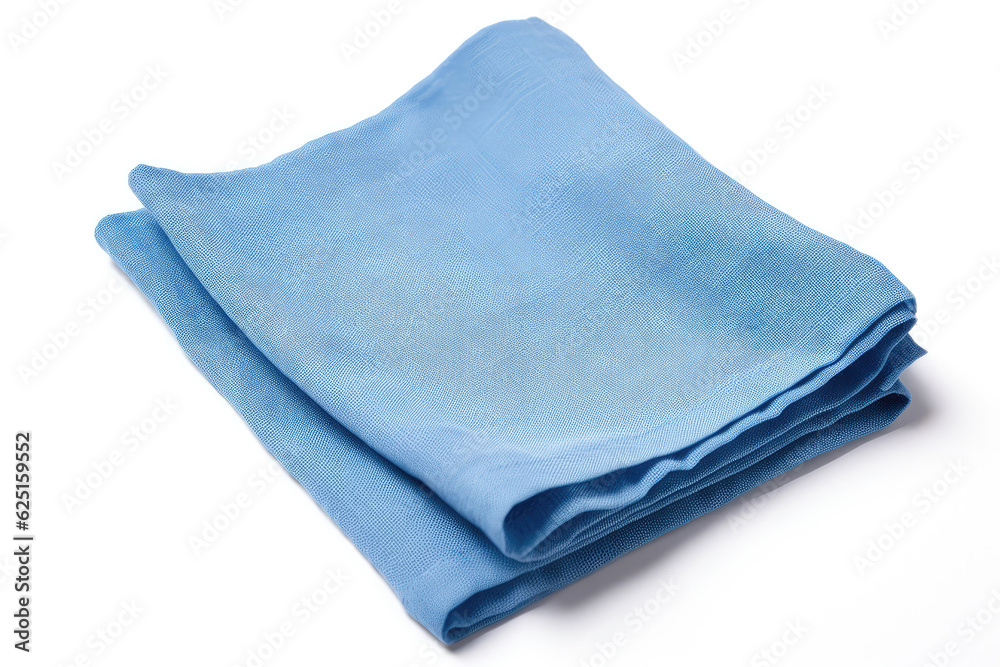 Blue Cotton Napkin On White Background. Generative AI Blue Cotton Napkin On White Background. Generative AI